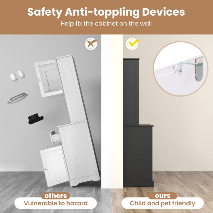 Tall Sideboard with 2 Drawers and Adjustable Shelves