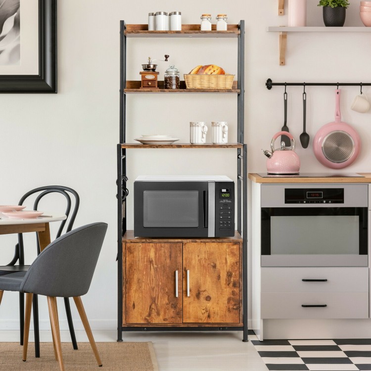 4-Tier Industrial Kitchen Bakers Rack Microwave Oven Stand