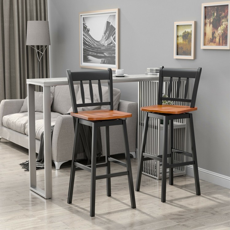 30.5 Inch Set of 2 Swivel Bar Stools with 360° Swiveling