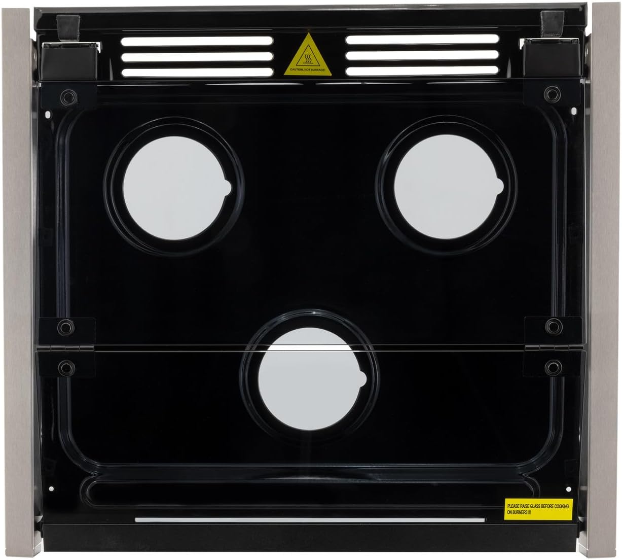 RecPro RV Glass Stove Top Replacement for Greystone, Fits 17′′ & 21′′ Cooktops, Black/Stainless Steel, Durable & Easy to Clean