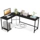 L-Shaped Computer Desk with CPU Stand Power Outlets and USB Ports