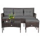 3 Pieces Patio Furniture Sectional Set with 5 Cozy Cushions