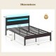 Heavy-Duty Metal Slats Support Bed Platform with Charging Station