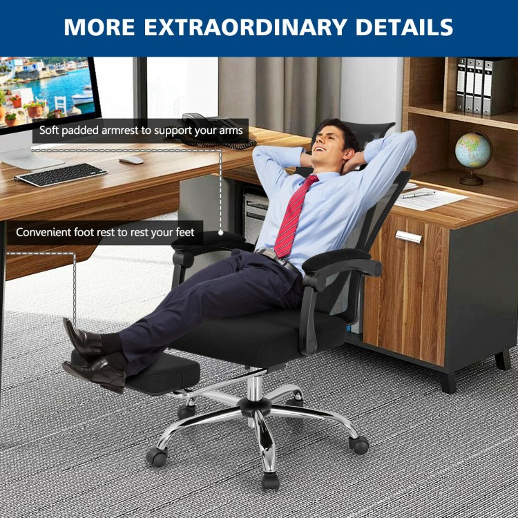 Ergonomic Recliner Mesh Office Chair with Adjustable Footrest
