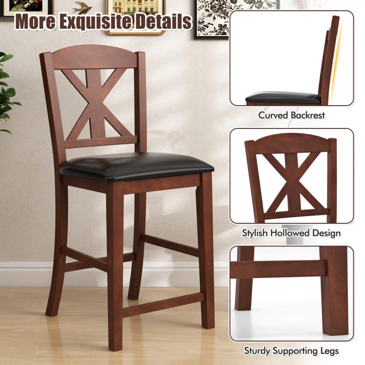 24 Inch Upholstered Dining Chair with Hollowed High Backrest Set of 2