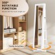 360° Swivel Jewelry Armoire Standing Jewelry Organizer with Full Length Mirror and Back Shelves