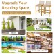 Set of 2 Rattan Patio Wood Barstools Dining Chairs with Backrest