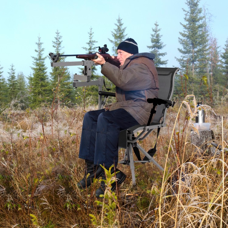 360° Swivel Portable Hunting Chair with Adjustable Legs and Armrests