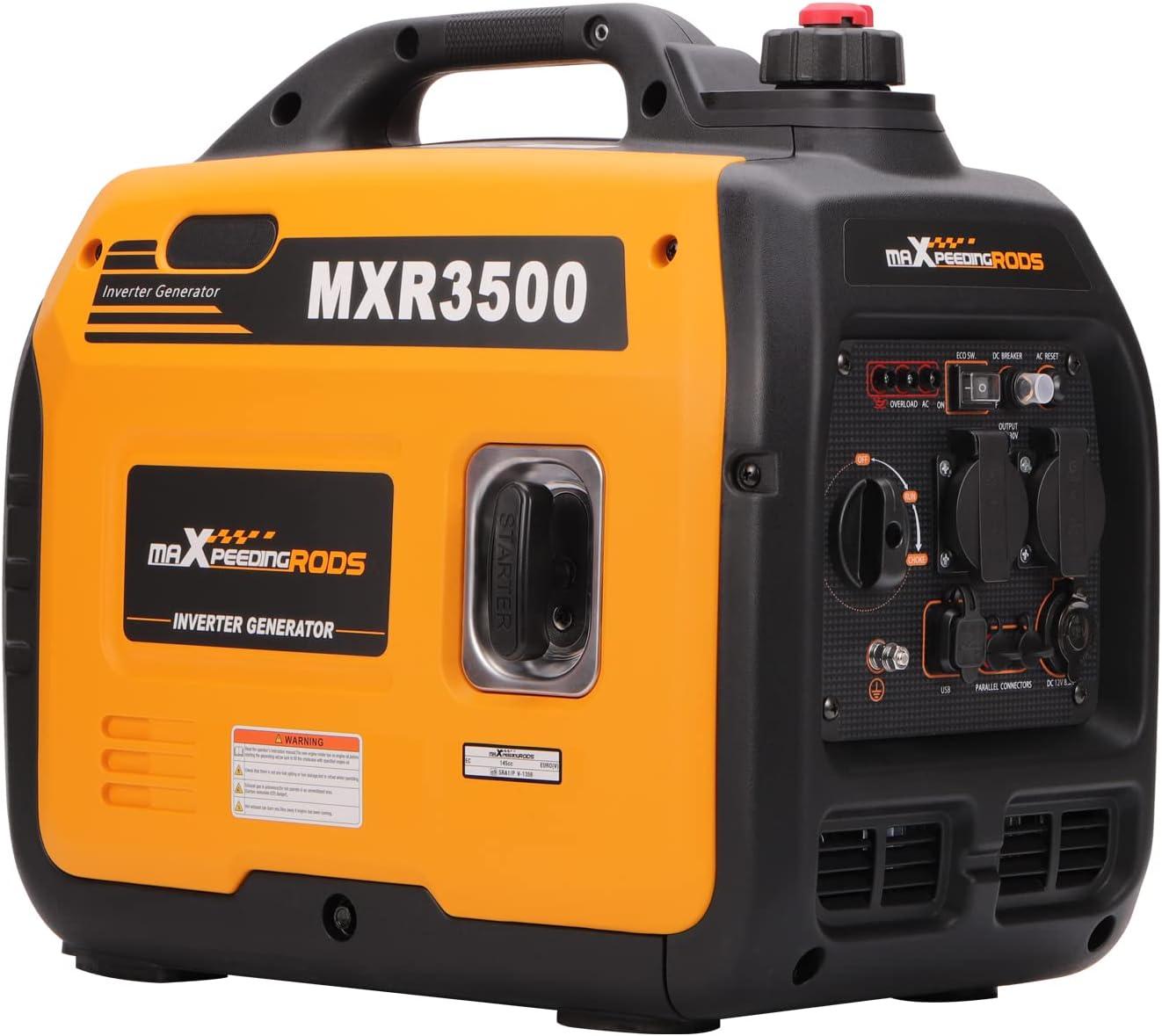 maXpeedingrods 3300W omformer strømgenerator super stille benzin til camping campingvogn 4 takt med USB og 230V stikkontakter Let som en nødgenerator backup strømafbrydelser, rejse, garage, byggeplads