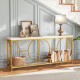 2-Tier Faux Marble Top Console Table with Storage Shelf