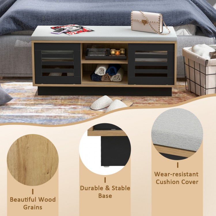 Shoe Bench with Storage Compartments and 3 Adjustable Shelves