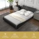 Upholstered Platform Bed Frame Low Profile Faux Leather with Curved Headboard