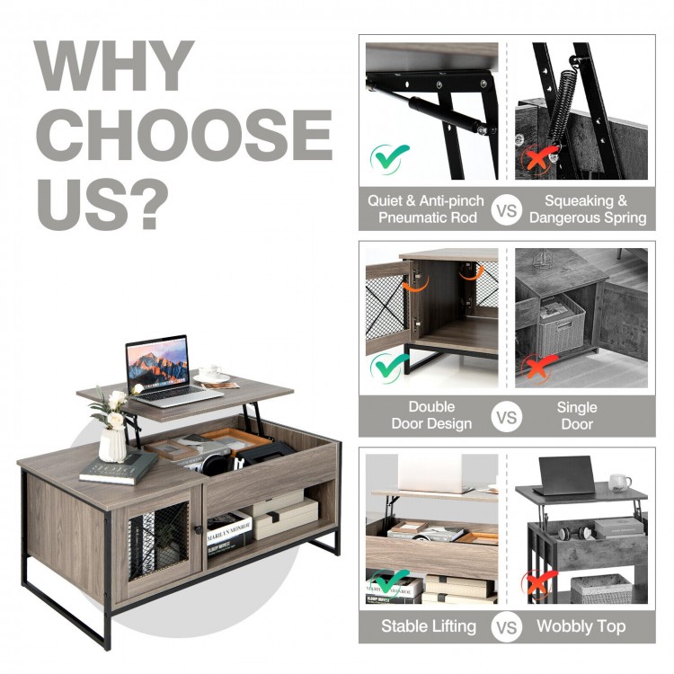 42 Inch Lift Top Coffee Table with Storage and Hidden Compartment