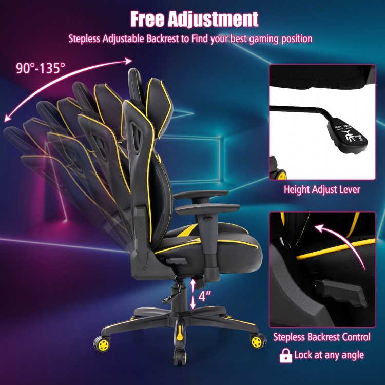 Ergonomic Gaming Chair with Adjustable Height and Reclining Backrest