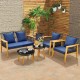 5 Piece Outdoor Conversation Set with 2 Coffee Tables for Backyard Poolside