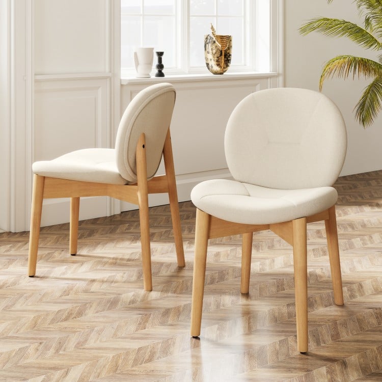 Wooden Dining Chairs Set of 2 with Rubber Wood Legs