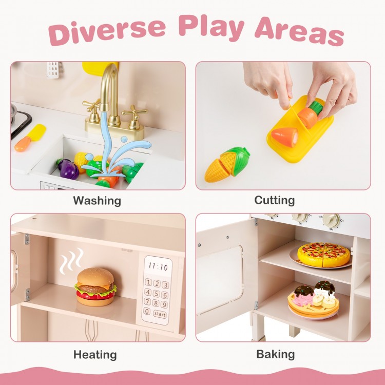 Play Kitchen Height Adjustable with Microwave and Lights and Sounds
