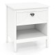 2-tier Wood Nightstand with Drawer and Open Storage Shelf for Bedroom