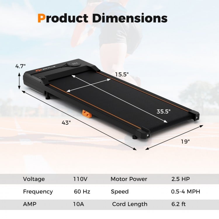 2.5HP Under Desk Treadmill with Remote Control for Home Office