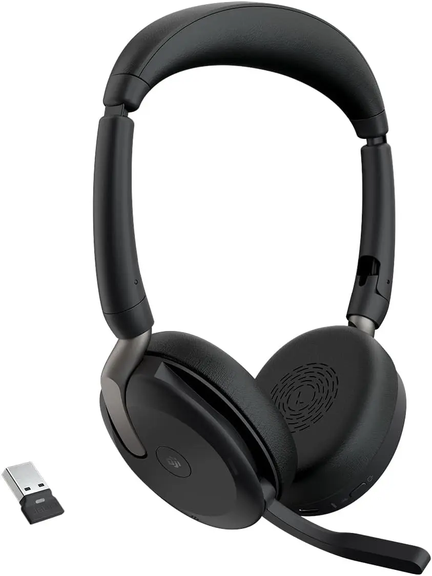 Jabra Evolve2 65 Flex Wireless Headset, Bluetooth, Hybrid ANC, Noise-Cancelling Mic, Microsoft Teams Certified, Black, Over-Ear
