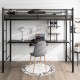Twin Size Loft Bunk Bed with Desk Storage Shelf and Full-Length Ladders
