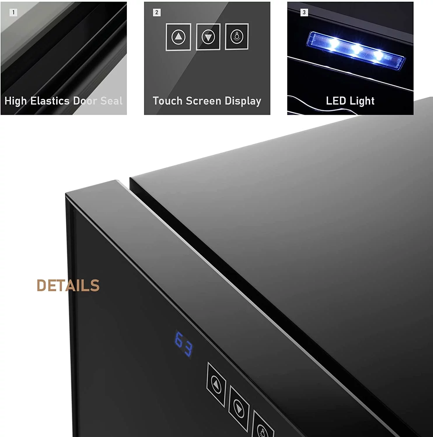 JINJUNYE 12-Bottle Wine Cooler Refrigerator with Temperature Control, Countertop Mini Fridge, Glass Door, for Home/Office/Bar