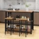 36 Inch 3-Tier Bar Table with Storage Metal Frame Adjustable Foot Pads for Dining Room