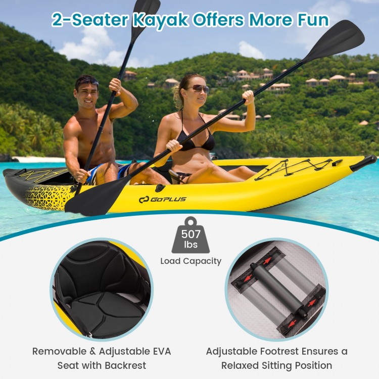 Inflatable 2-person Kayak Set with Aluminium Oars and Repair Kit