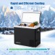 53QT Portable Dual Zone 12V Car Refrigerator Compressor Fridge Freezer for Vehicles Camping Travel