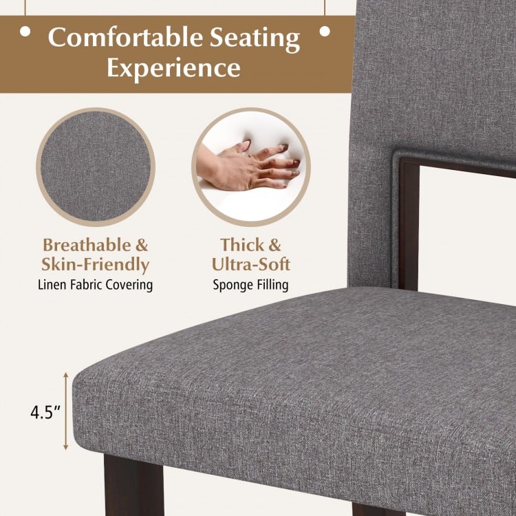 Set of 2 Wooden Dining Chair with Acacia Wood Frame Padded Seat and Back