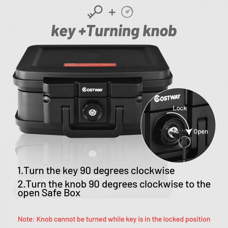 Fireproof Waterproof 30 Minute Safe Box with Lock and Handle