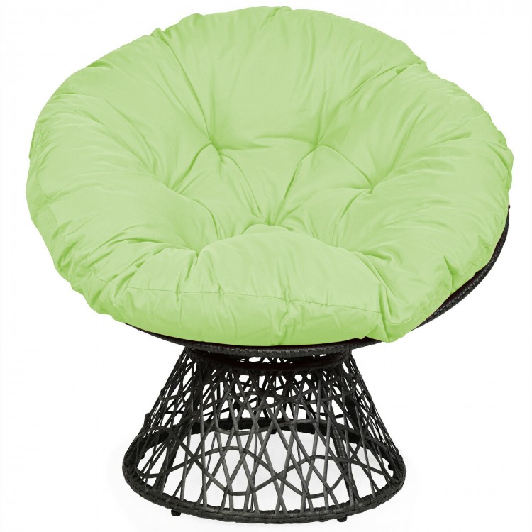Rattan Papasan Chair Ergonomic 360-degree Swivel Soft Cushion Garden