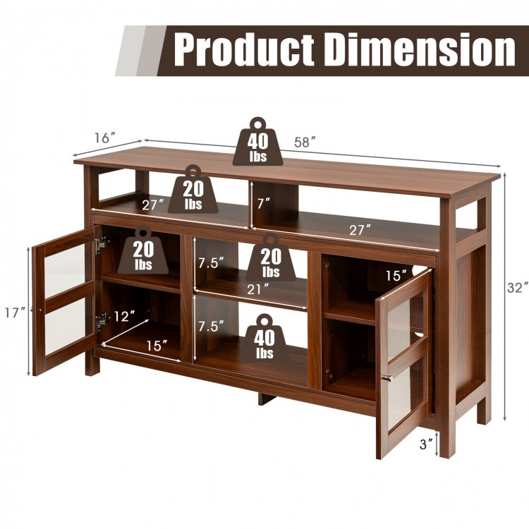 58 Inch TV Stand with 2 Cabinets for Flat Screen TVs up to 65 Inch