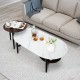 2 in 1 Nesting Coffee Table with Oval Coffee Table and Small Round Table