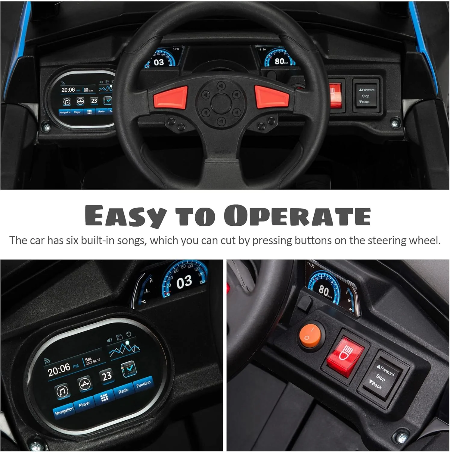 TOBBI 12V Kids Ride on Car, Electric Off-Road UTV Truck with Diverse Functions, Double Open Doors, Safety Belt, Horn, Music, and Lights for Kids Aged 3-5 Years (Rose Red)