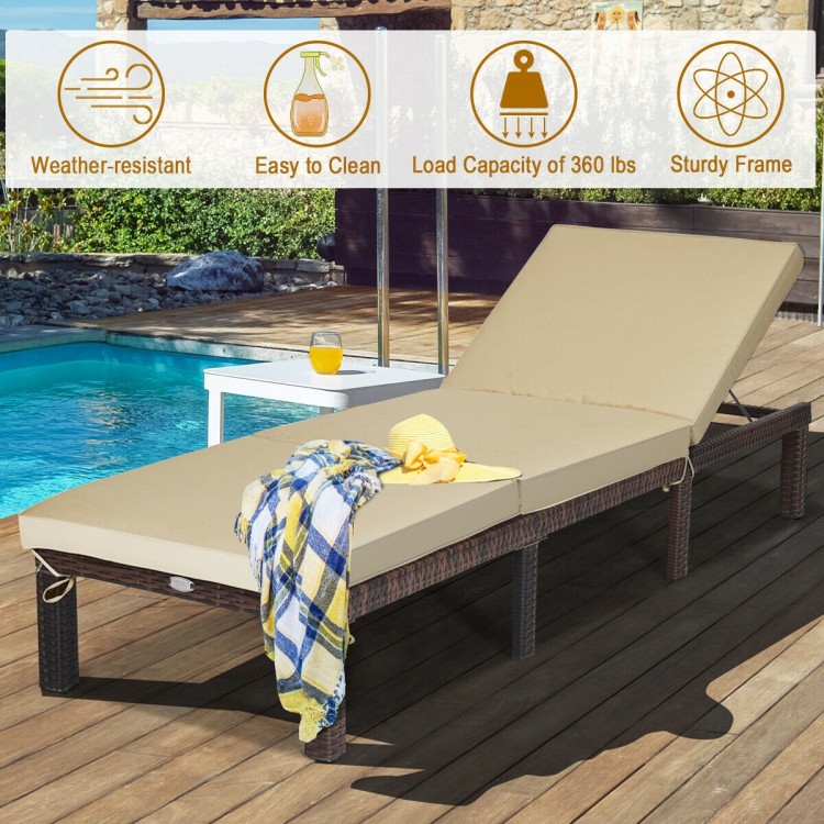 Paito Wicker Chaise Lounger with Adjustable Backrest
