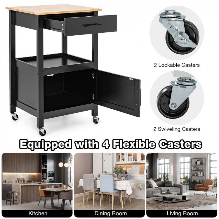 Kitchen Island with Storage Drawer and 3 Hooks
