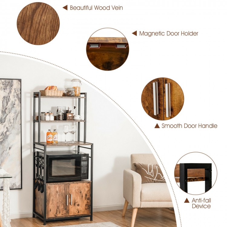 4-Tier Industrial Kitchen Bakers Rack Microwave Oven Stand