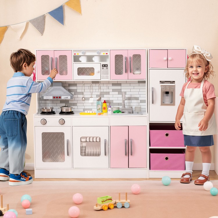 Wooden Kitchen Playset with Lights and Sounds for Ages 3+