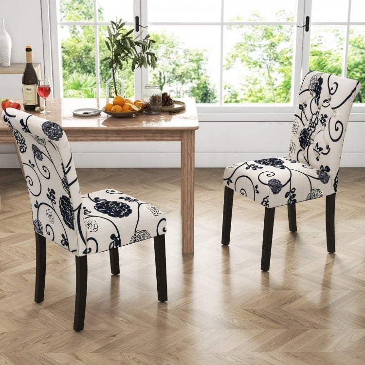 2 Pieces Tufted Dining Chair Set with Adjustable Anti-Slip Foot Pads