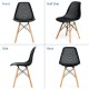 4 Pieces Modern Plastic Hollow Chair Set with Wood Leg