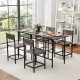 Dining Table Set with Metal Frame and Storage Rack