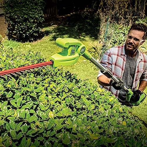 Greenworks 40V Cordless Polesaw & Pole Hedge Trimmer Combo, 8′′ Bar, 20′′ Blade, Dual Action, Automatic Oiler