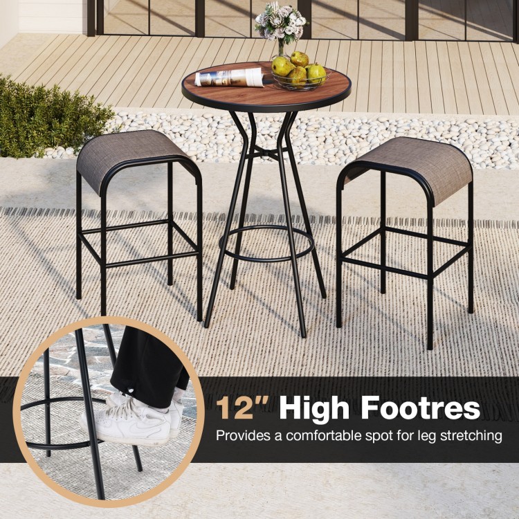 3 Pieces Outdoor Round Bar Table Set with 1.6 Inches Umbrella Hole
