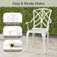 Set of 4 Cast Aluminum Patio Dining Chairs with Armrests and Decorative Patterns