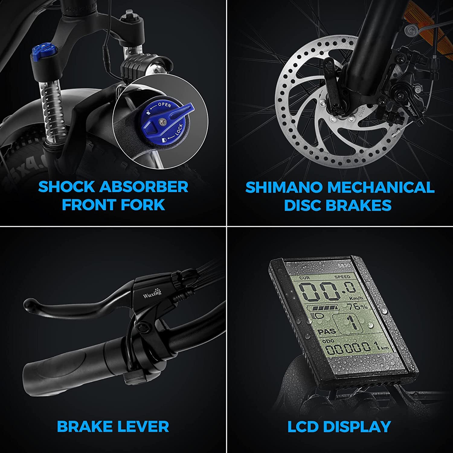 Outdoor electric bike with 48V/15Ah lithium battery ?C Black