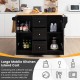 2-Door Large Mobile Kitchen Island Cart with Hidden Wheelsand 3 Drawers
