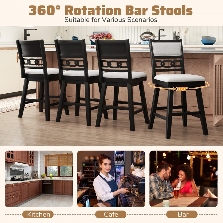 25 Inch Bar Stools Set of 2 with Upholstered Backrest and 360° Rotation Seat