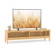 Bamboo TV Stand for TVs up to 65 Inches with Sliding Slatted Doors