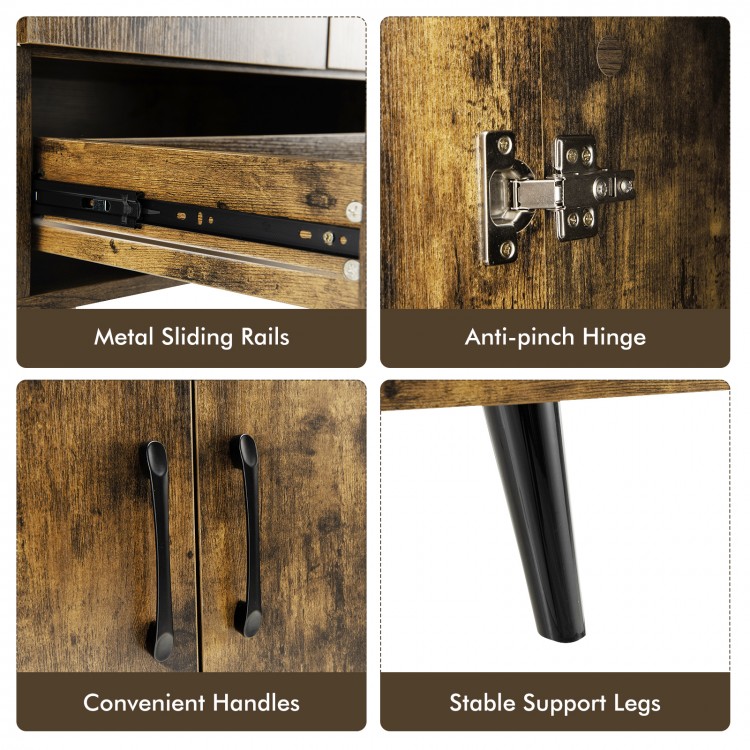 Modern Floor Storage Cabinet with 2 Doors and 1 Pull-out Drawer